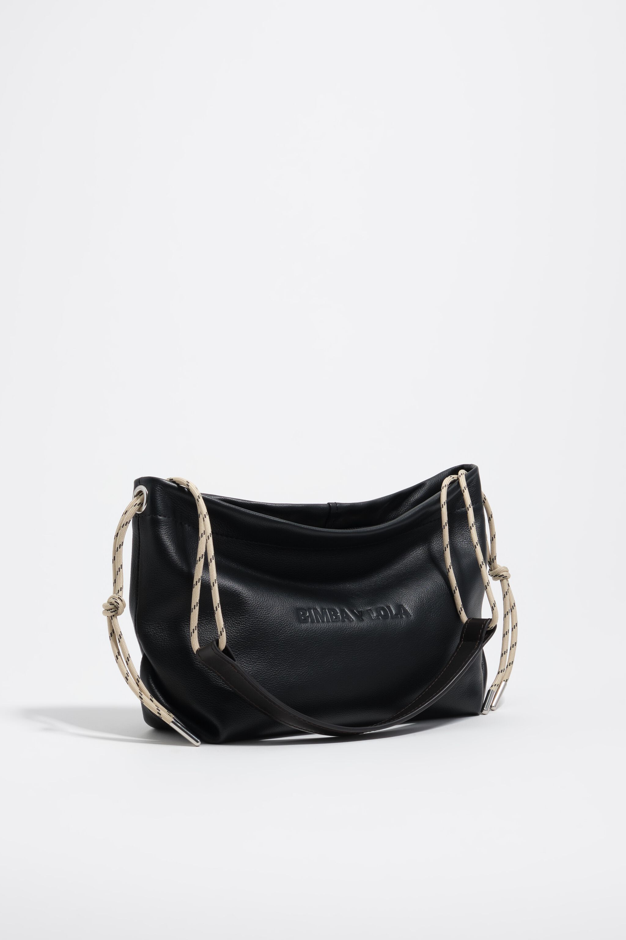 Medium svart läder skulderbagage