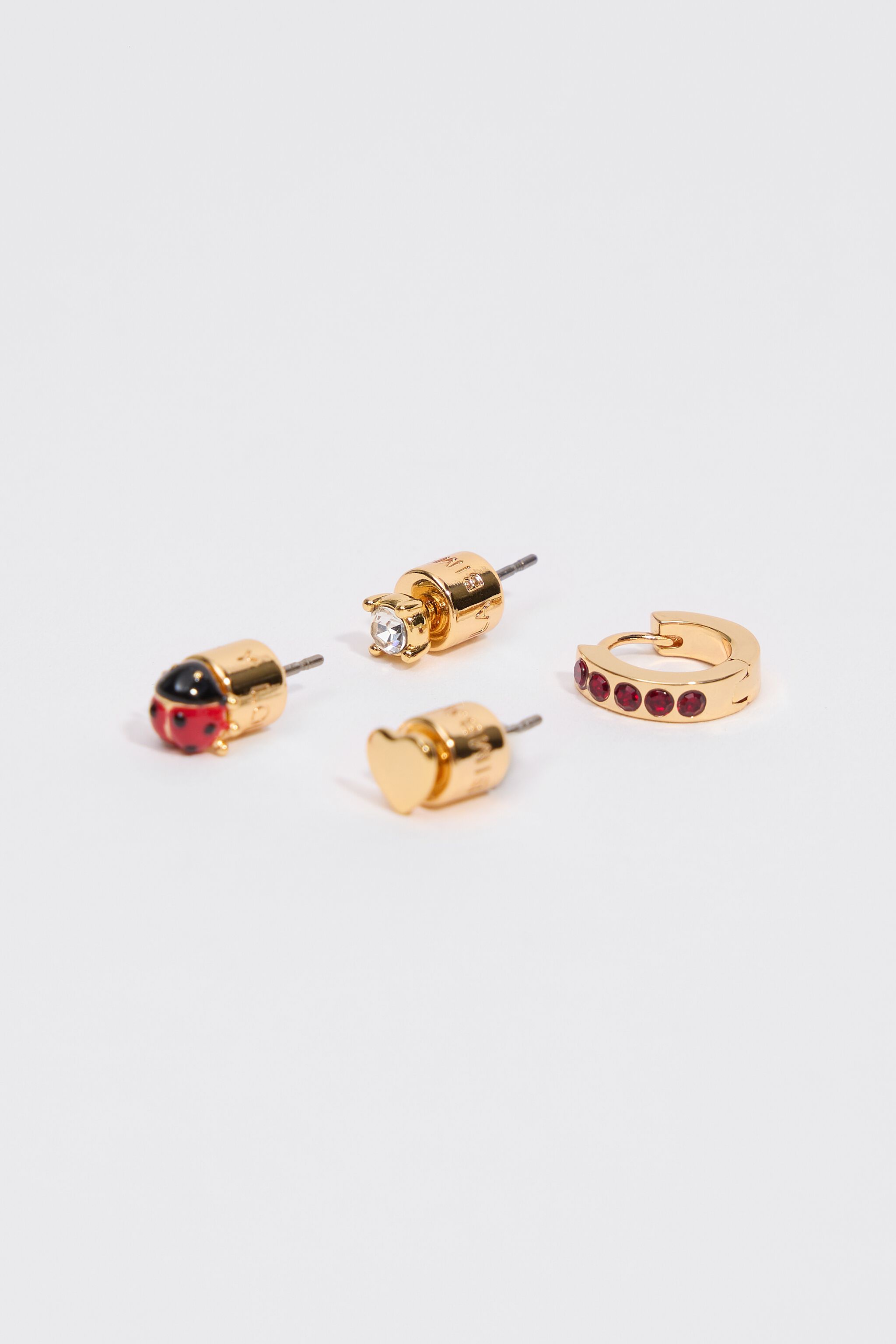 Set med 4 mini röda kackerlacke örhängen