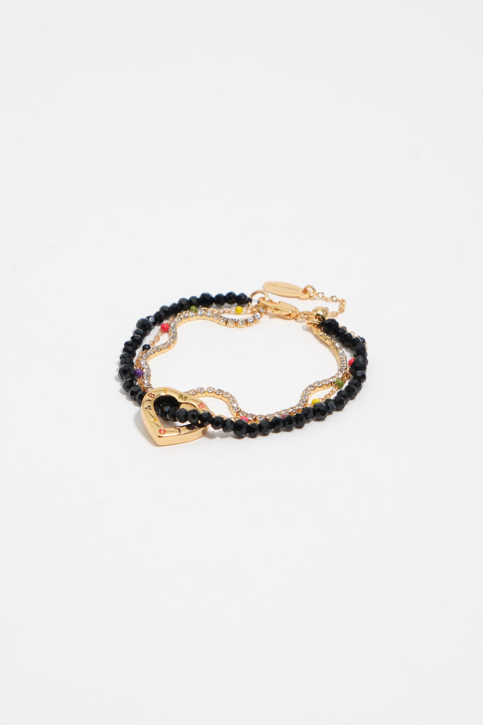 Trippel kristallarmband med guld hjärta logo