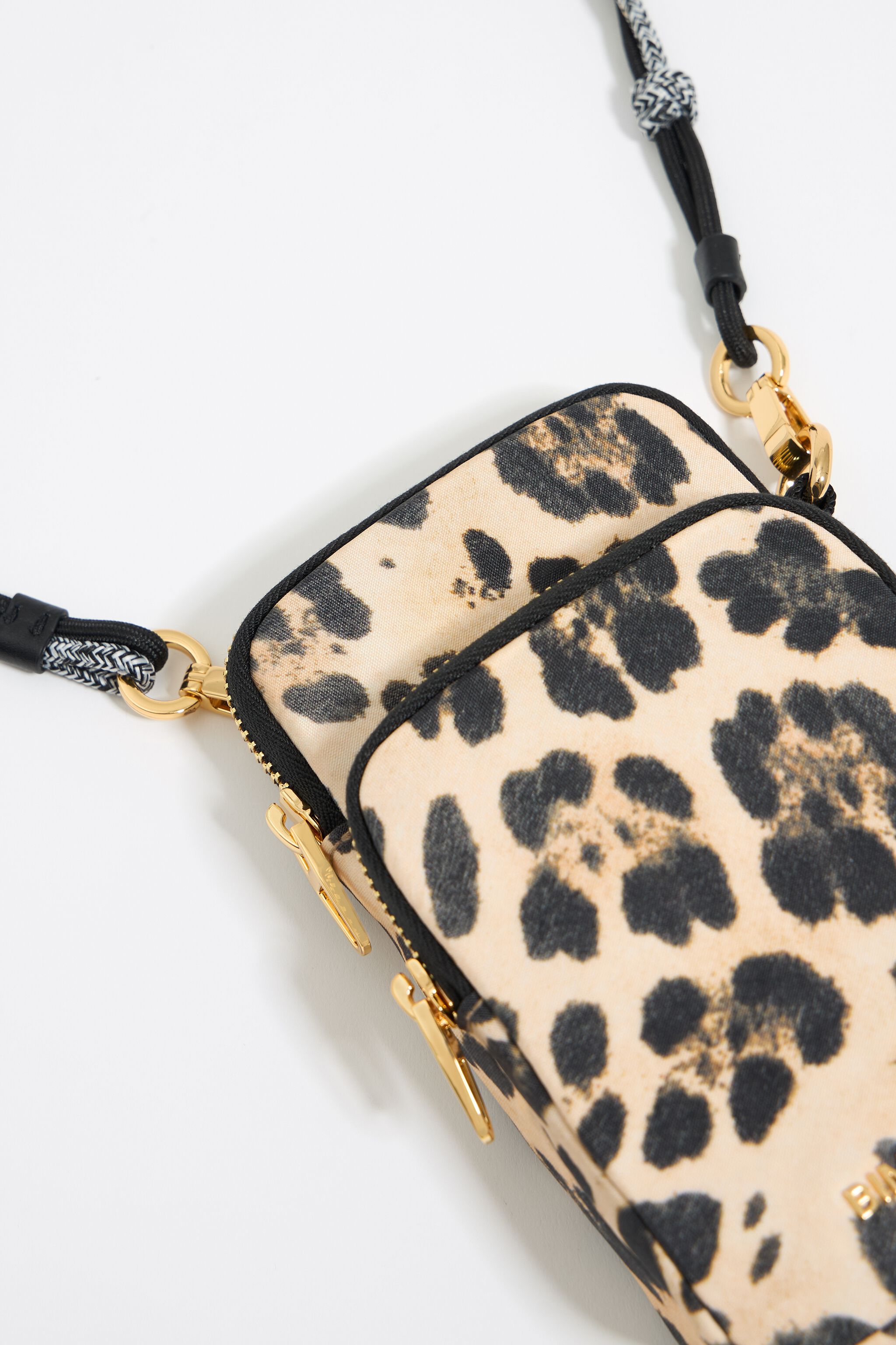 Beige leopardmönstrad nylonmobiltelfod