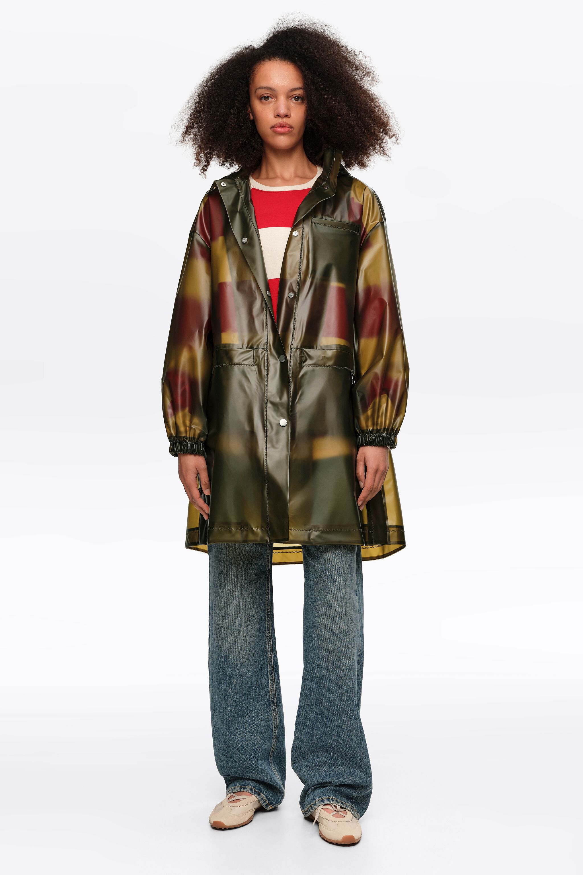Olive A-linje genomskinlig trench