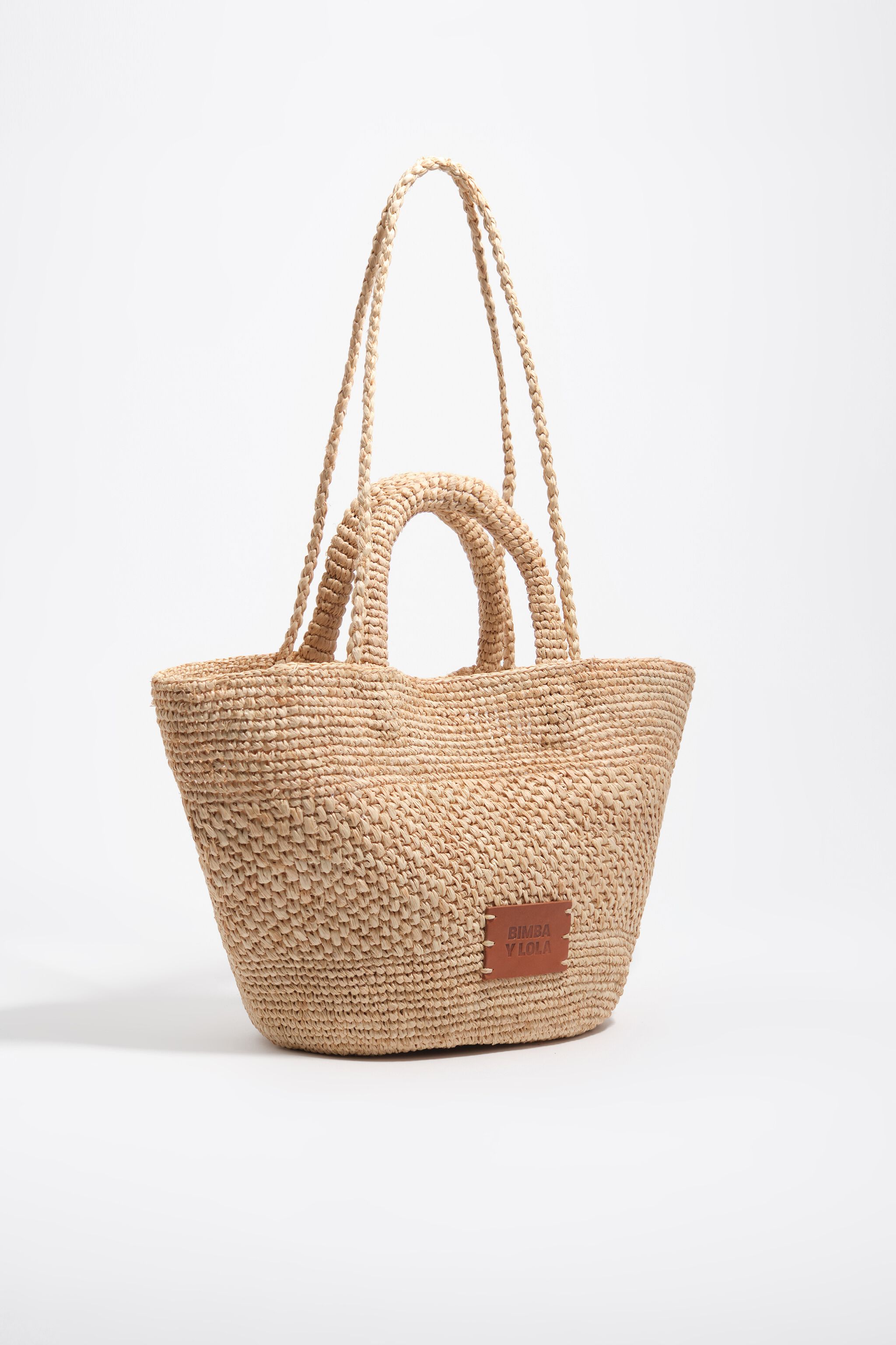 Stor naturlig raffia vevad bag