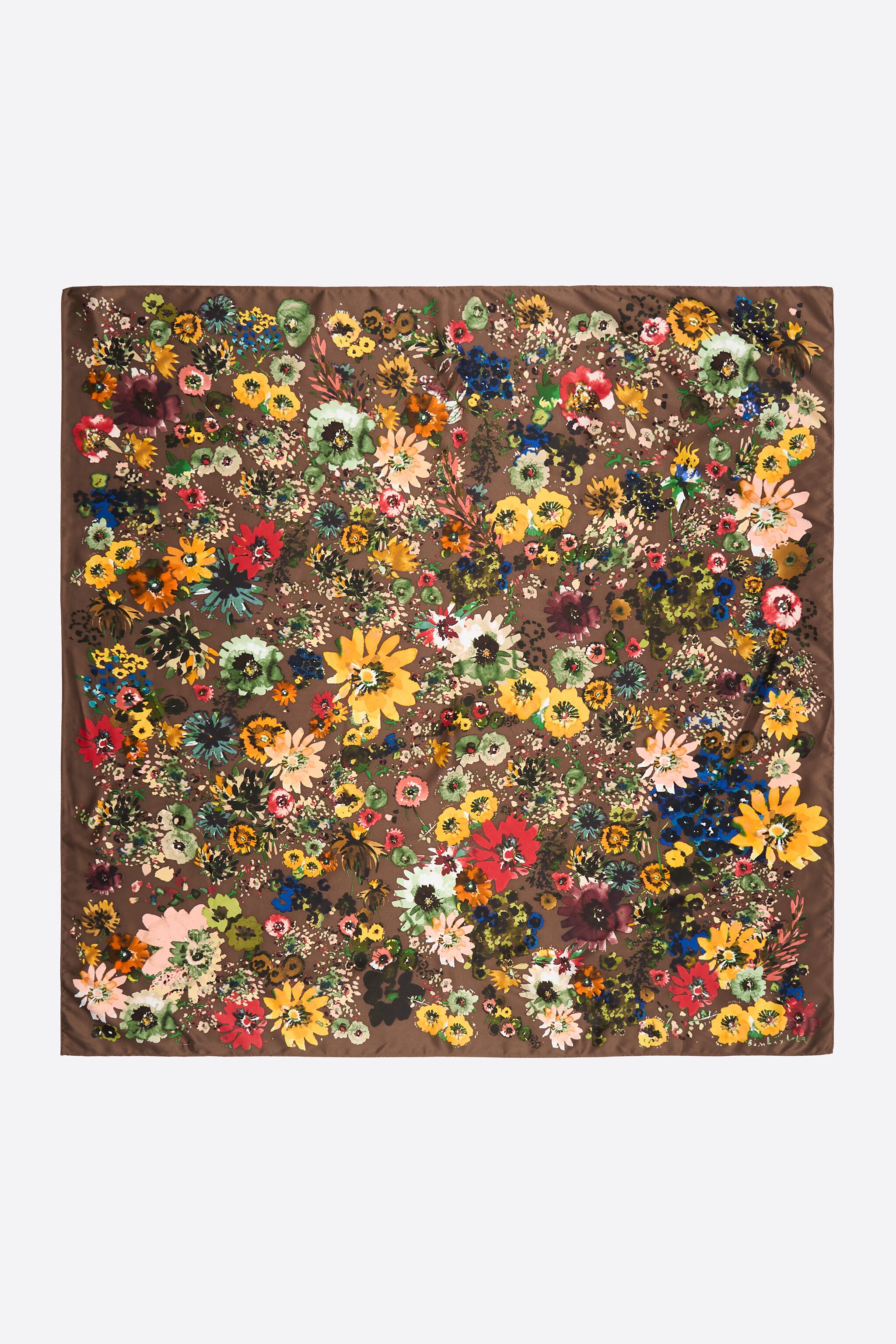 Brunt vattenfärgsblomsterkavaj