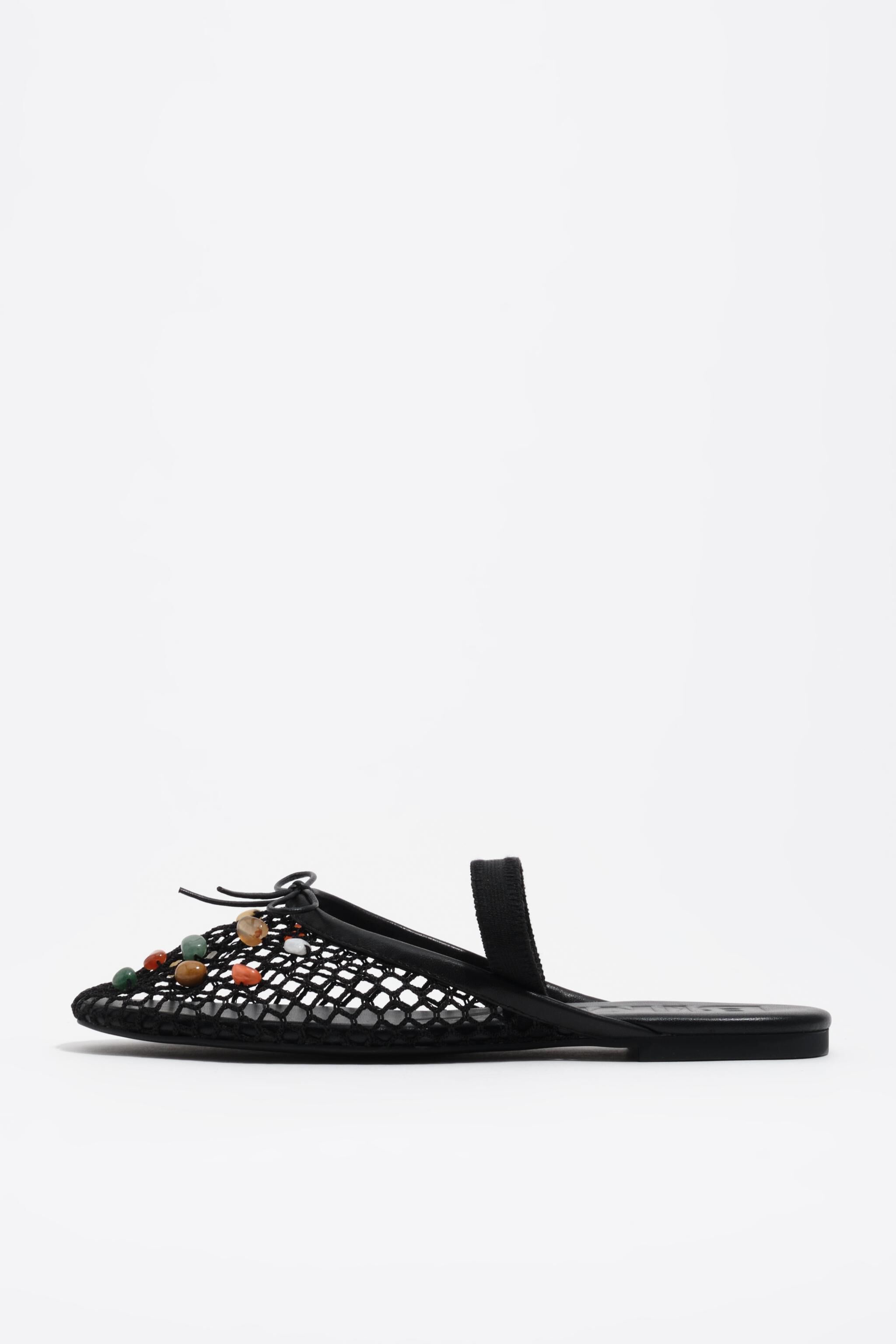 Svart nät slingback ballerina med stenar