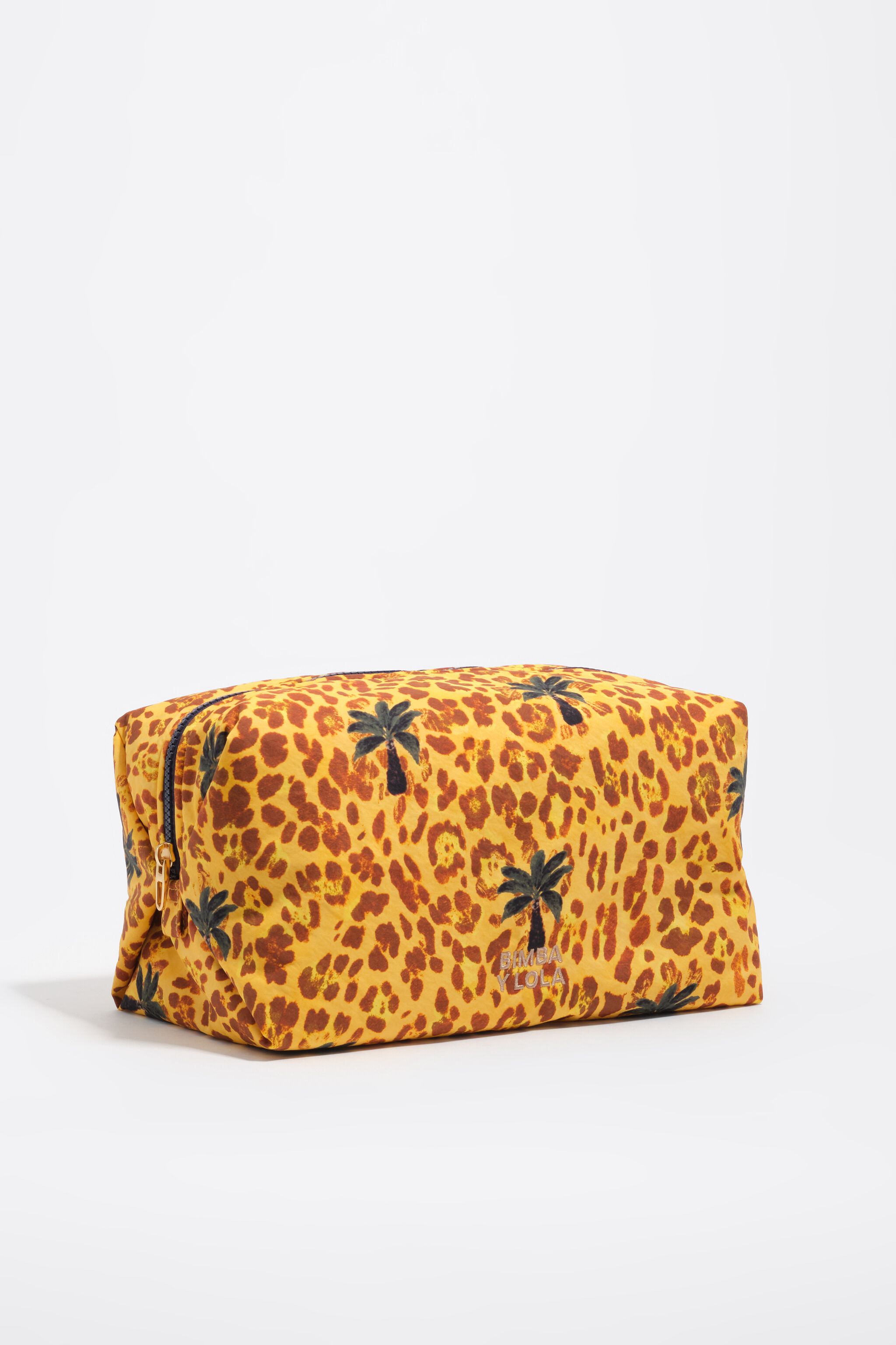 Stor gul leopardpalma nylon kosmetikfodral Stor gul leopardpalma nylon kosmetikfodral