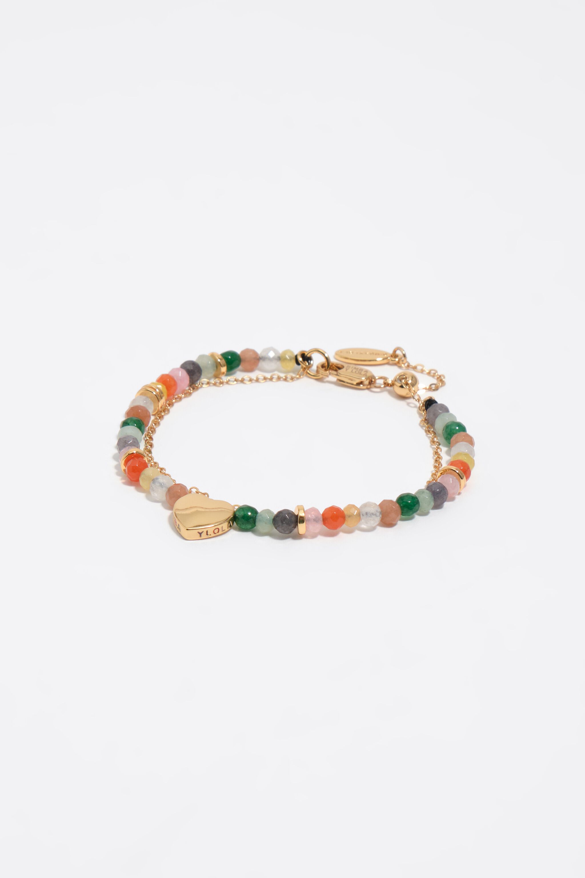 Stenar och hjärta guld dubbelarmband