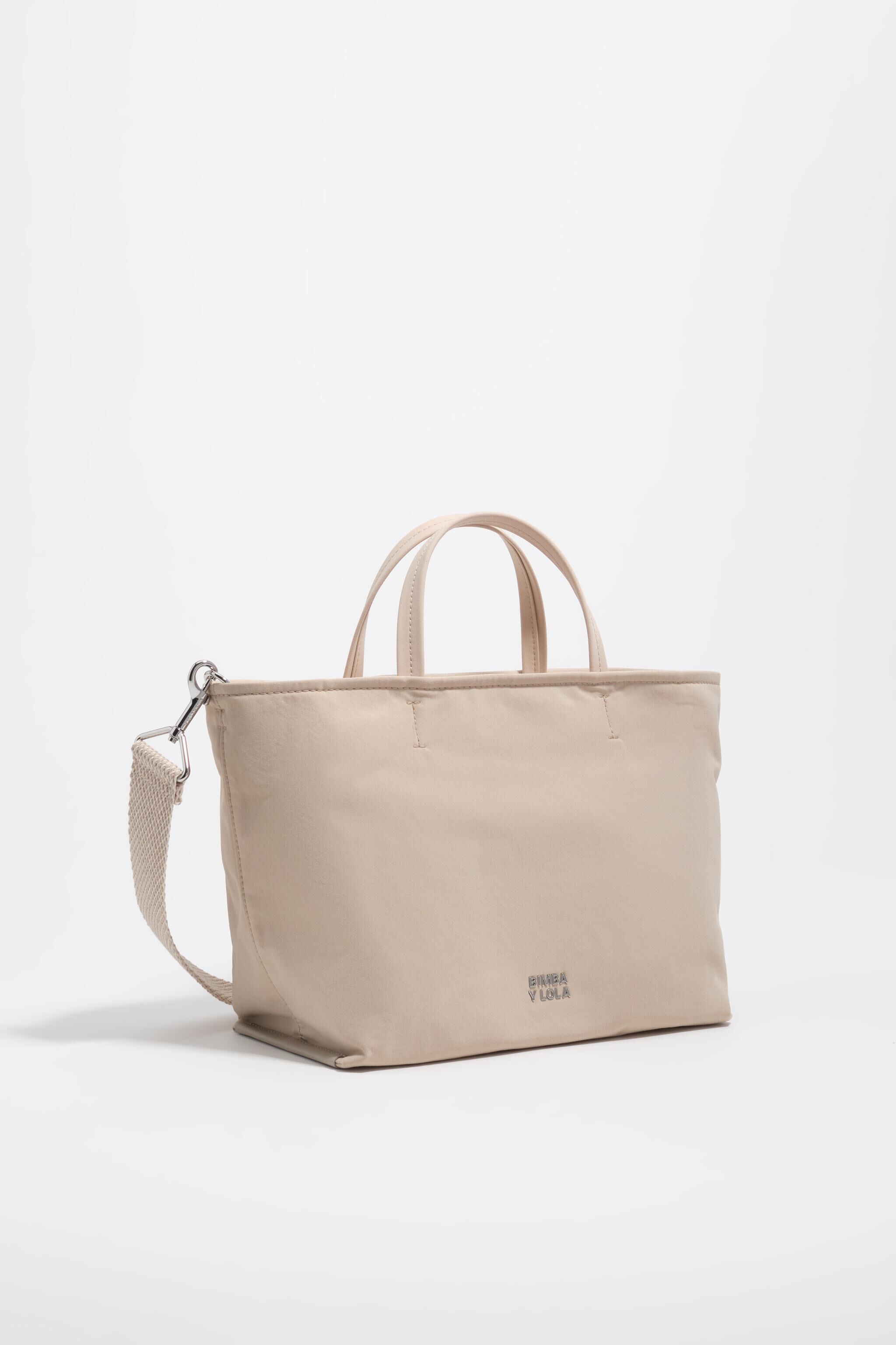Medium sand gabardine-handväska