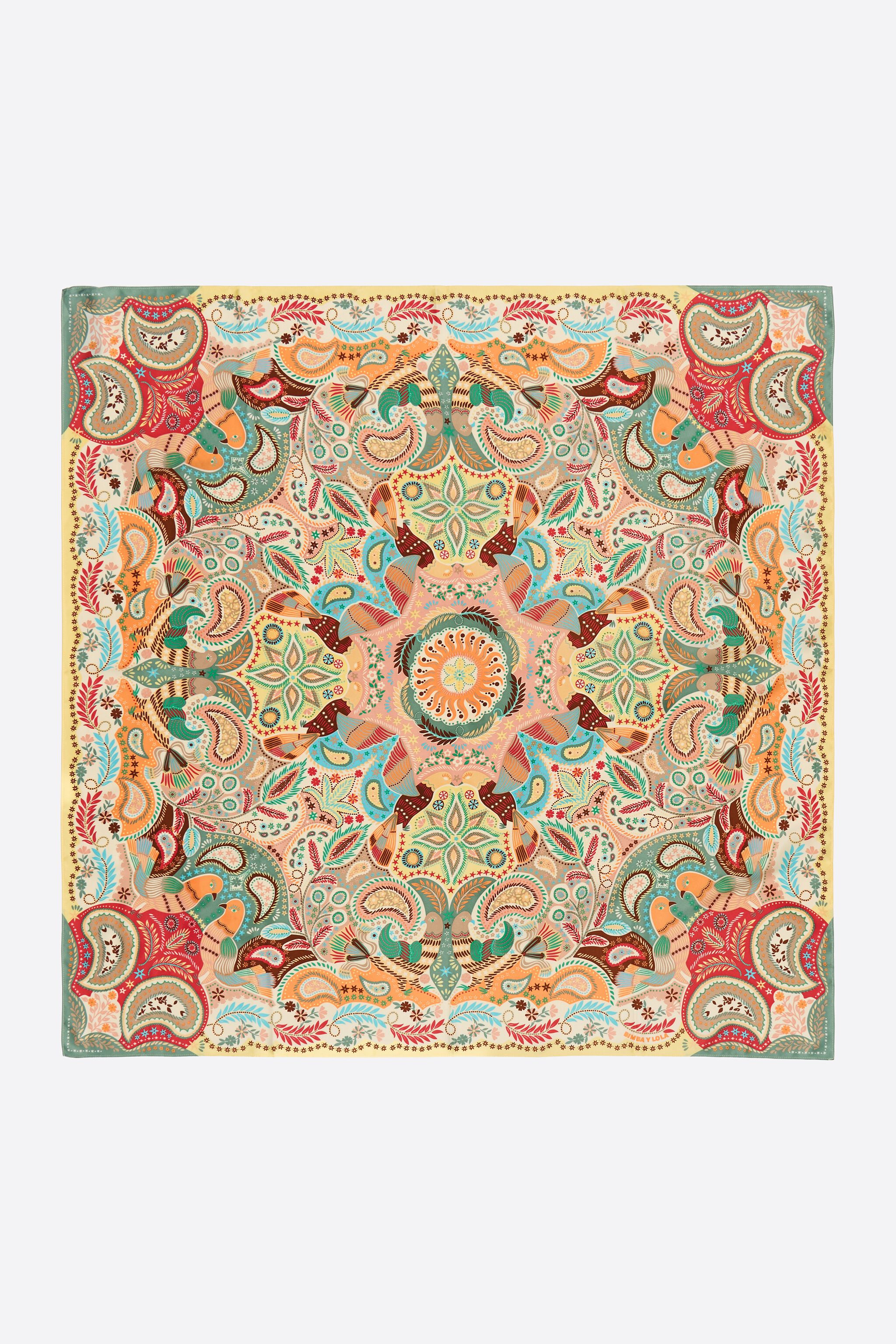 Gul kalejdoskopisk paisley-schal