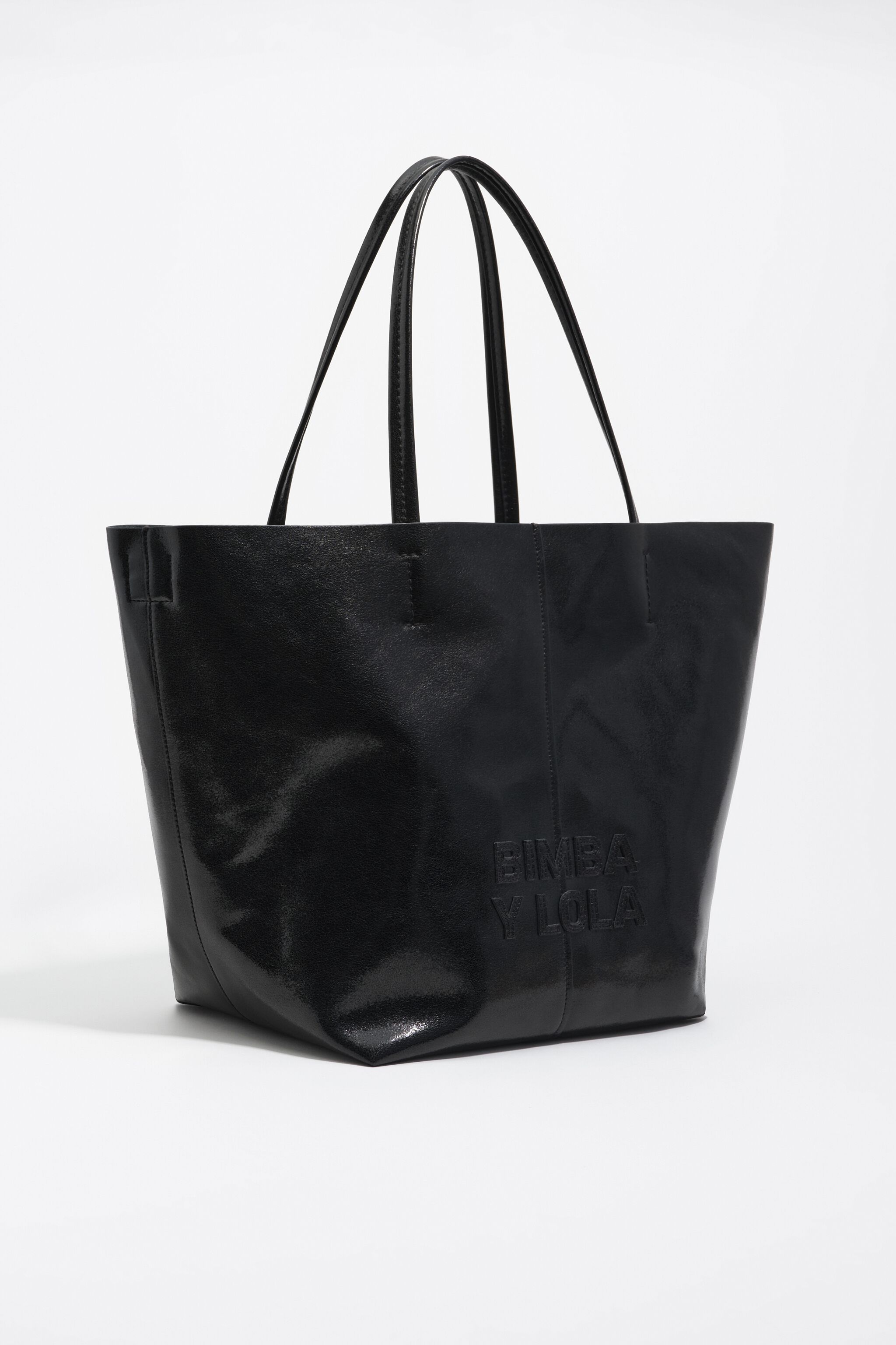 Stor svart läder handväska Stor svart läder handväska