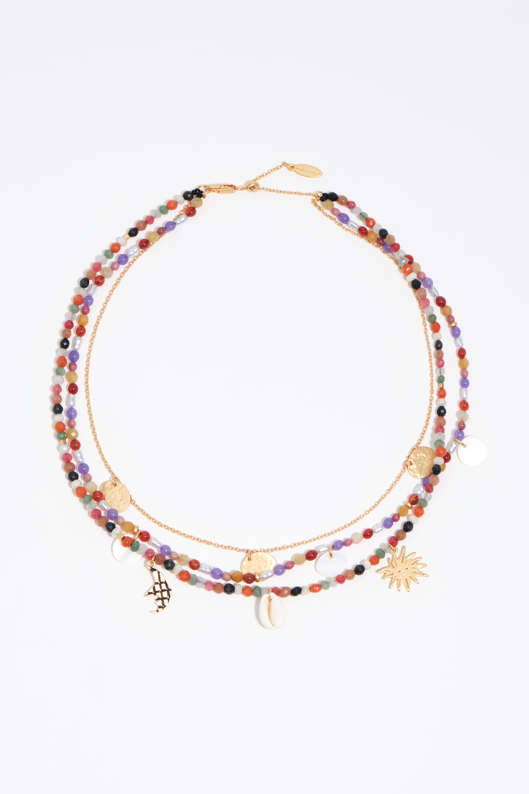 Multifärgade stenar dubbel-lager halsband Multifärgade stenar dubbel-lager halsband