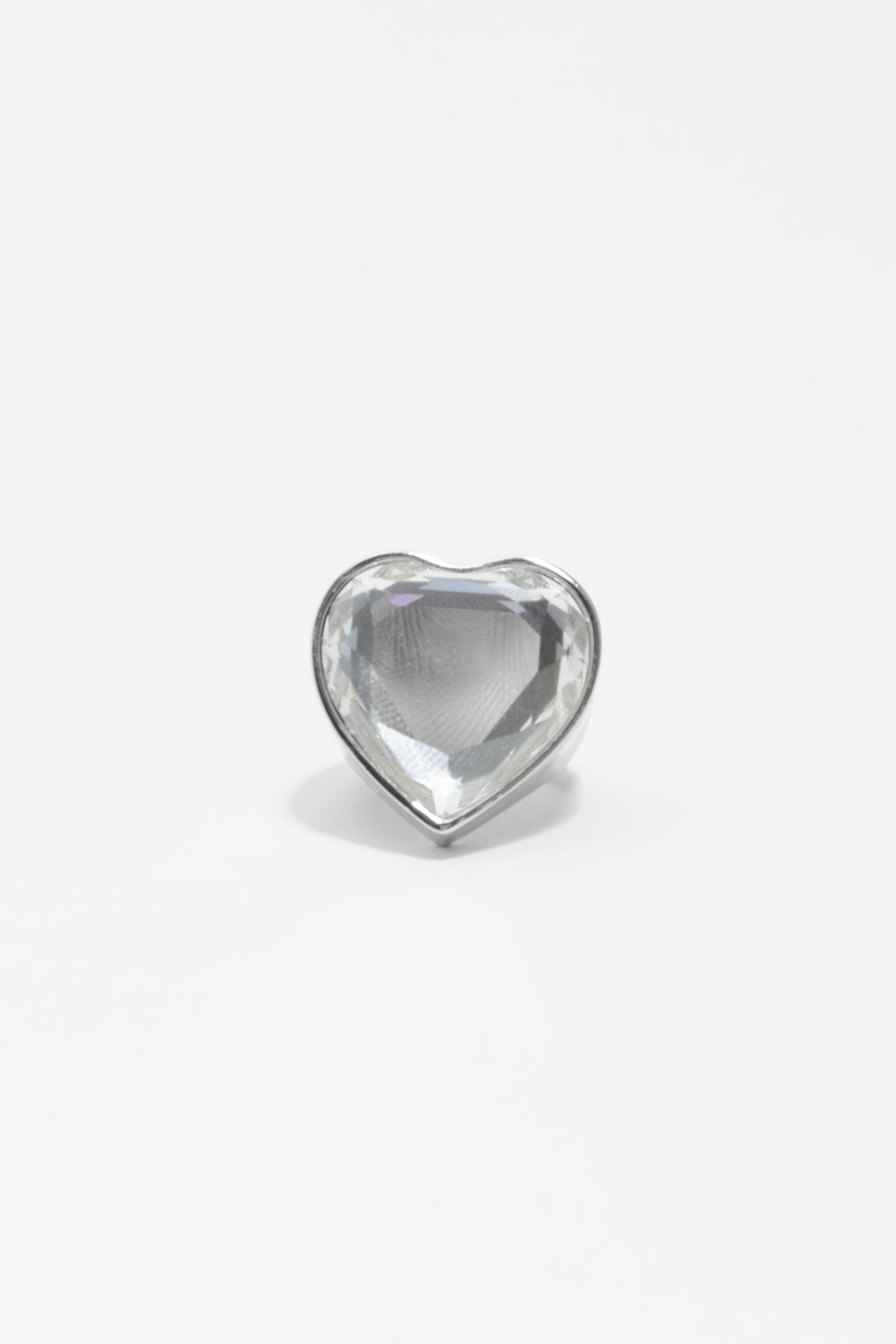 Silver kristall hjärtformad ring
