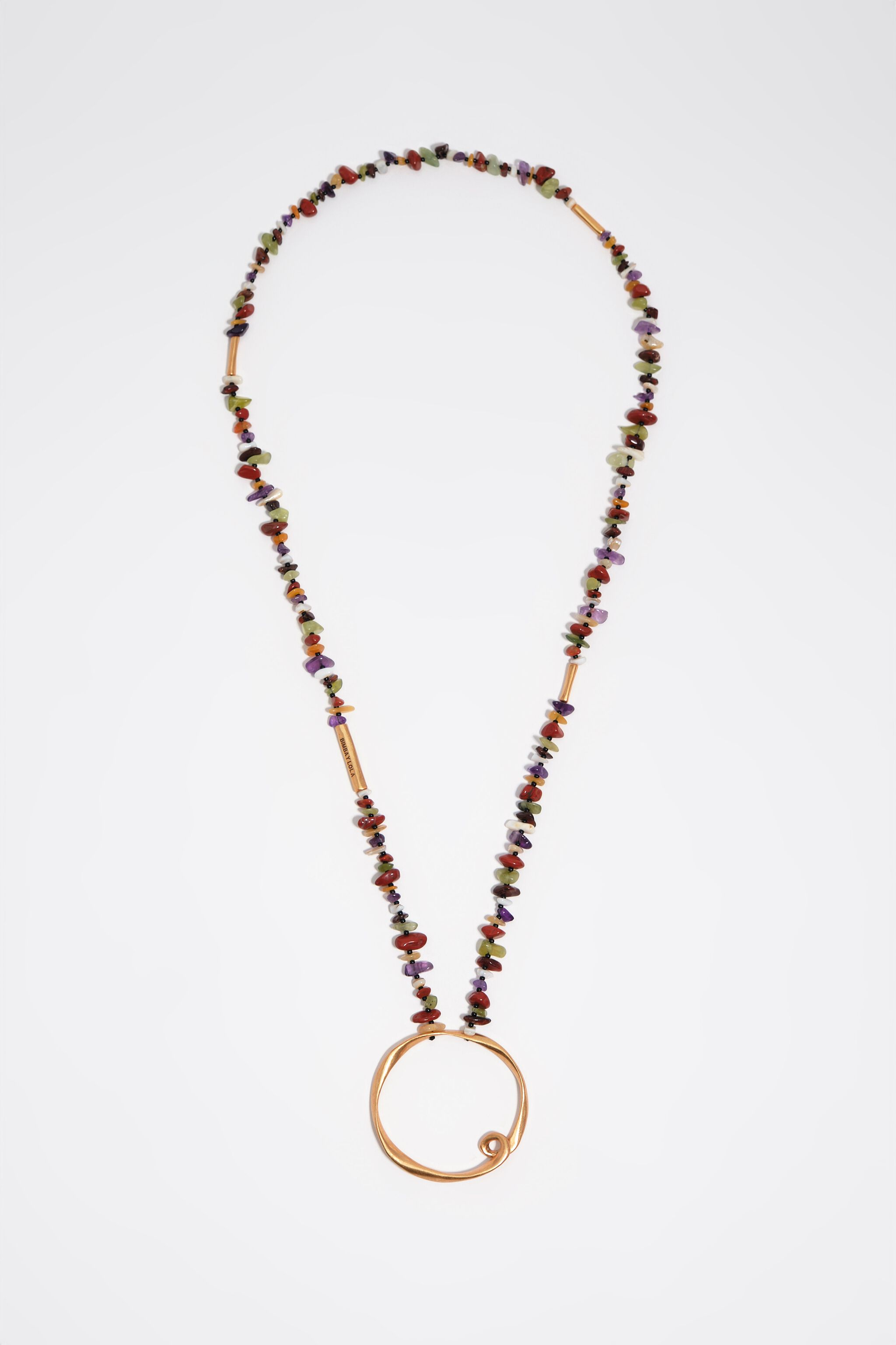 Mattguld sten halsband