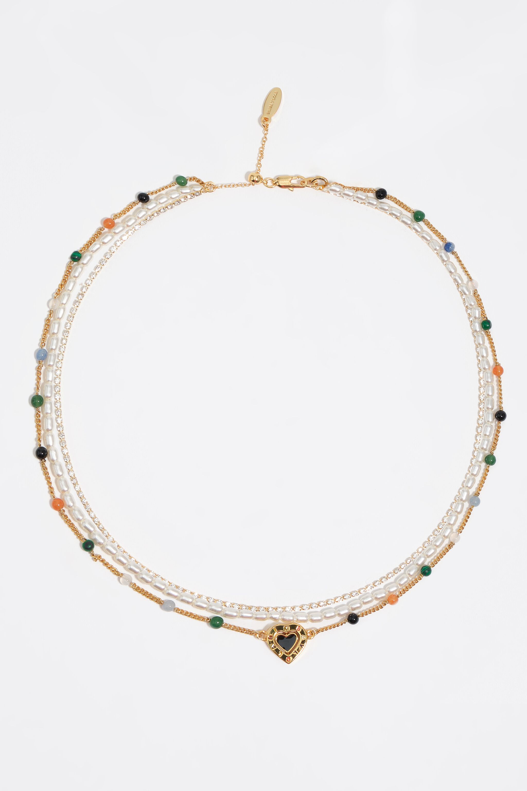 Halsband med tre stenar och hjärte logo Halsband med tre stenar och hjärte logo