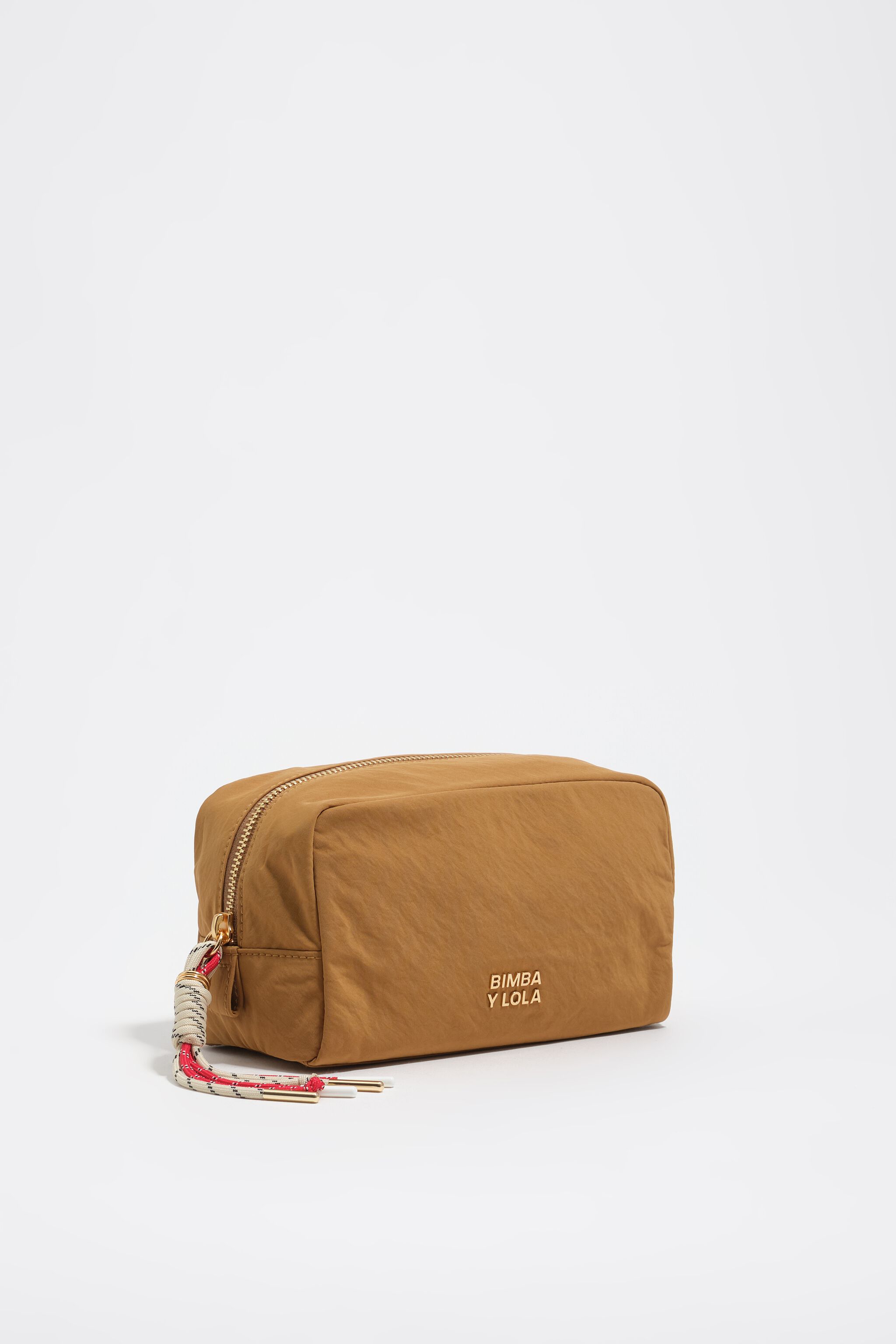 Liten karamell nylon kosmetikfodral