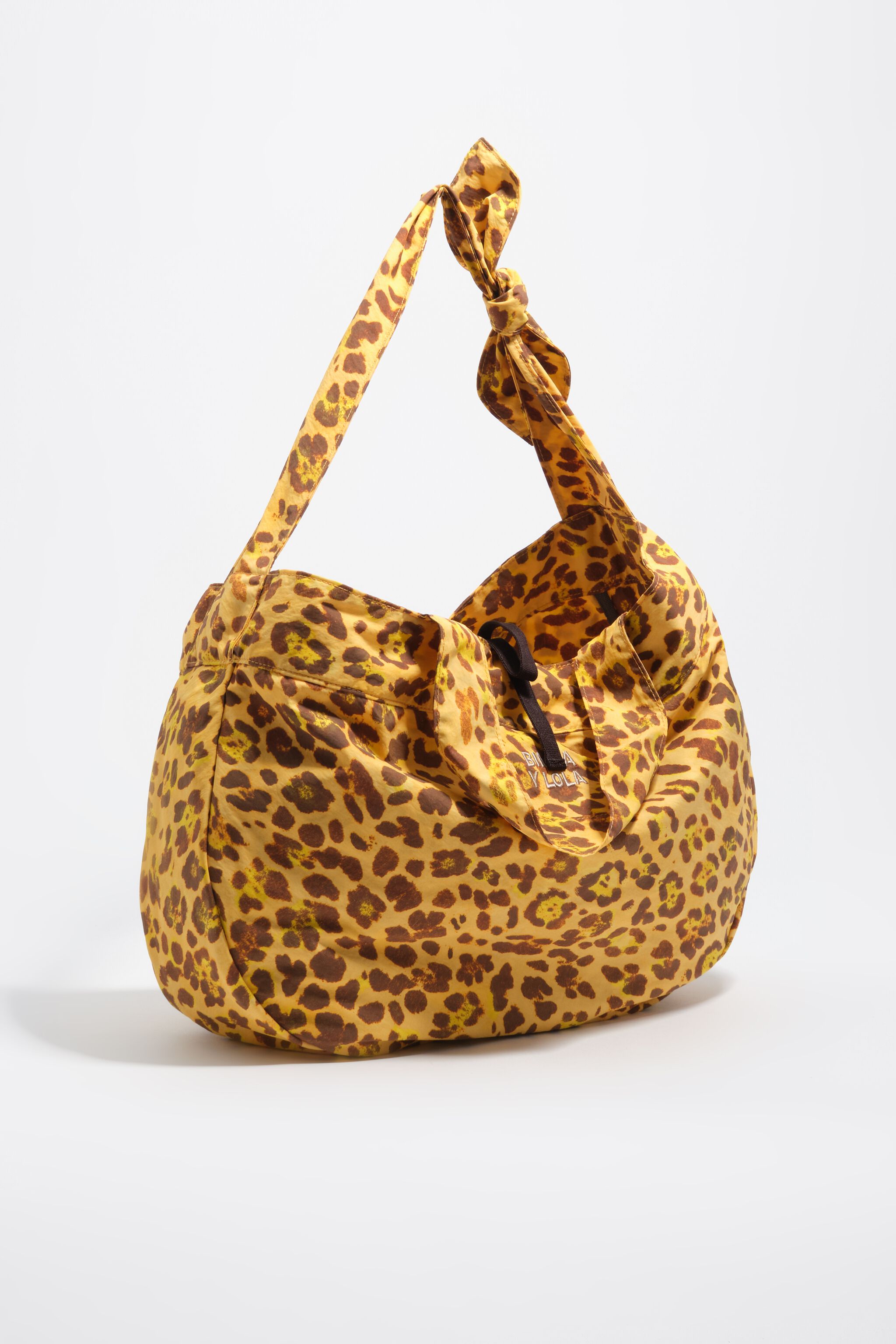 Gul leopardnylon handväska
