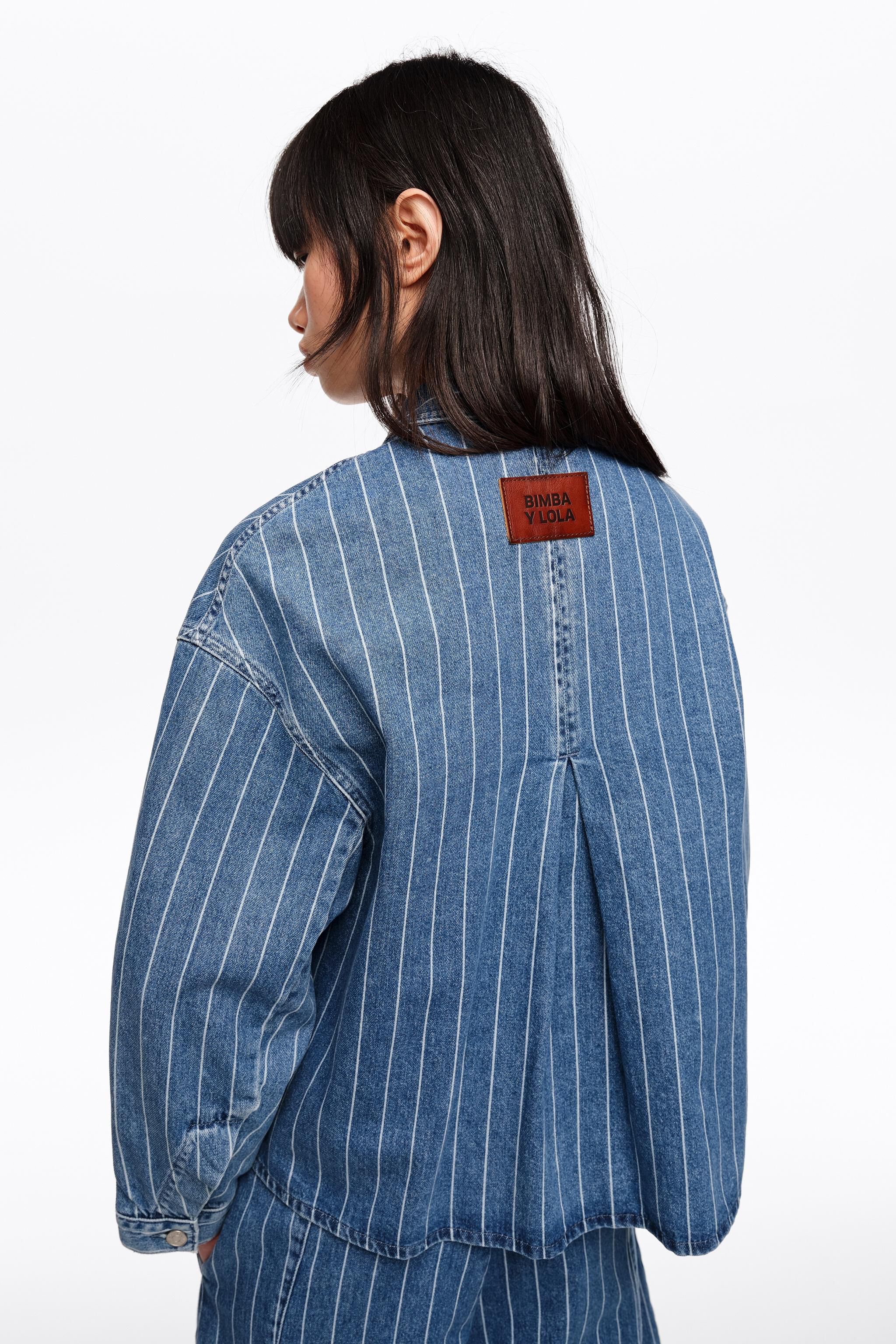 Fadad A-linje denimjacka med blå streck