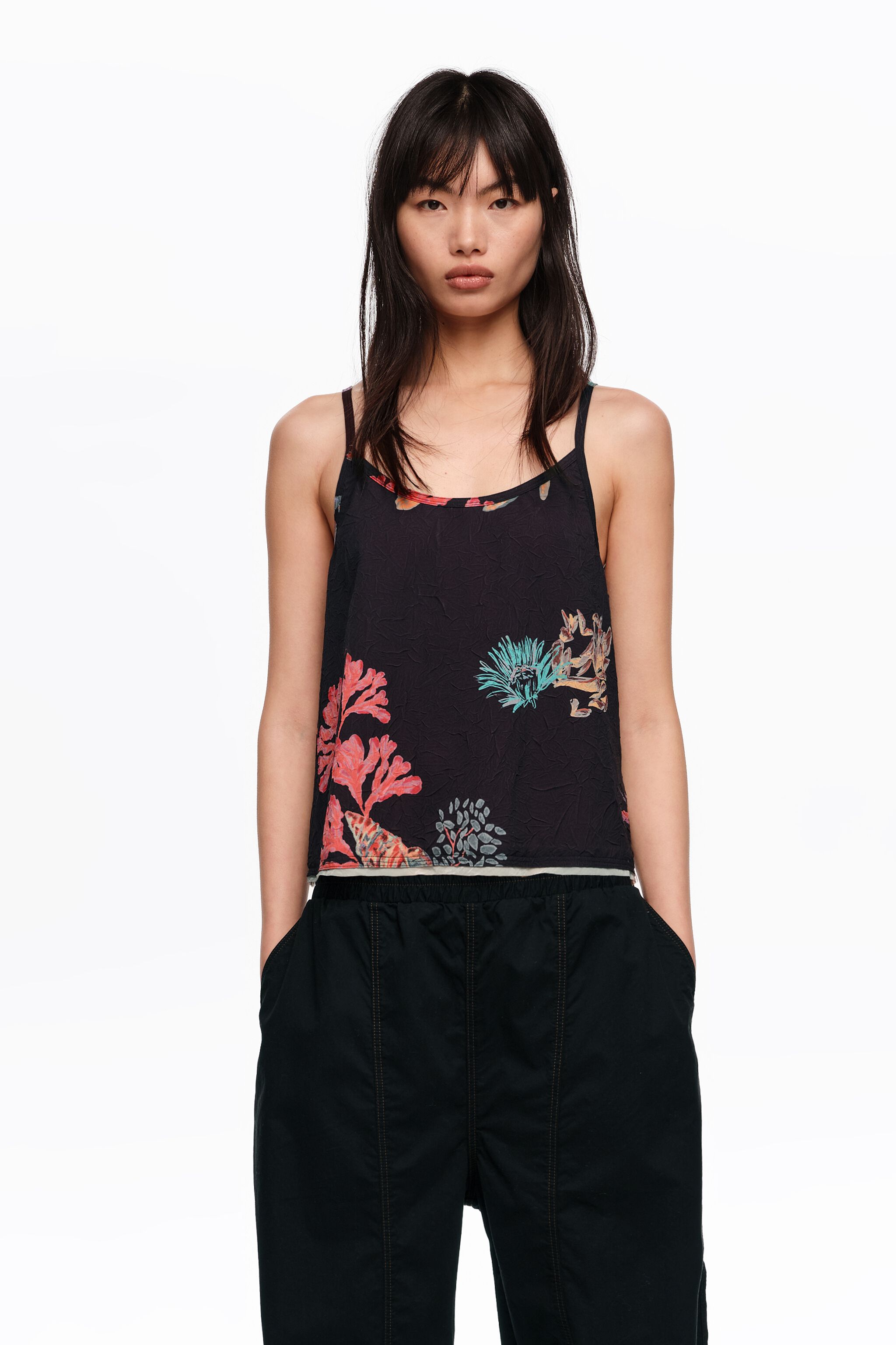 Svart skruvad tanktop
