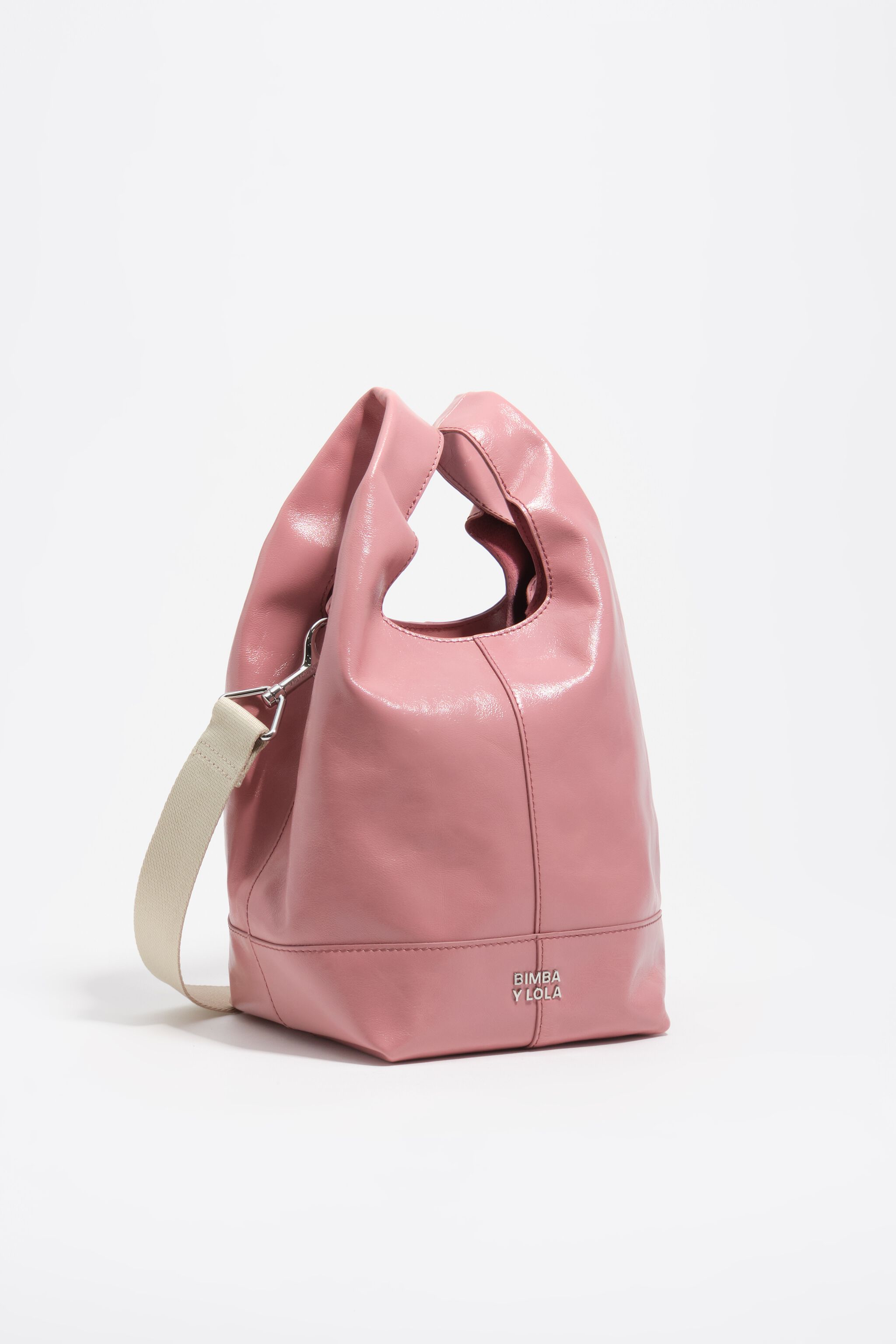Medium rosa läderpappersväska
