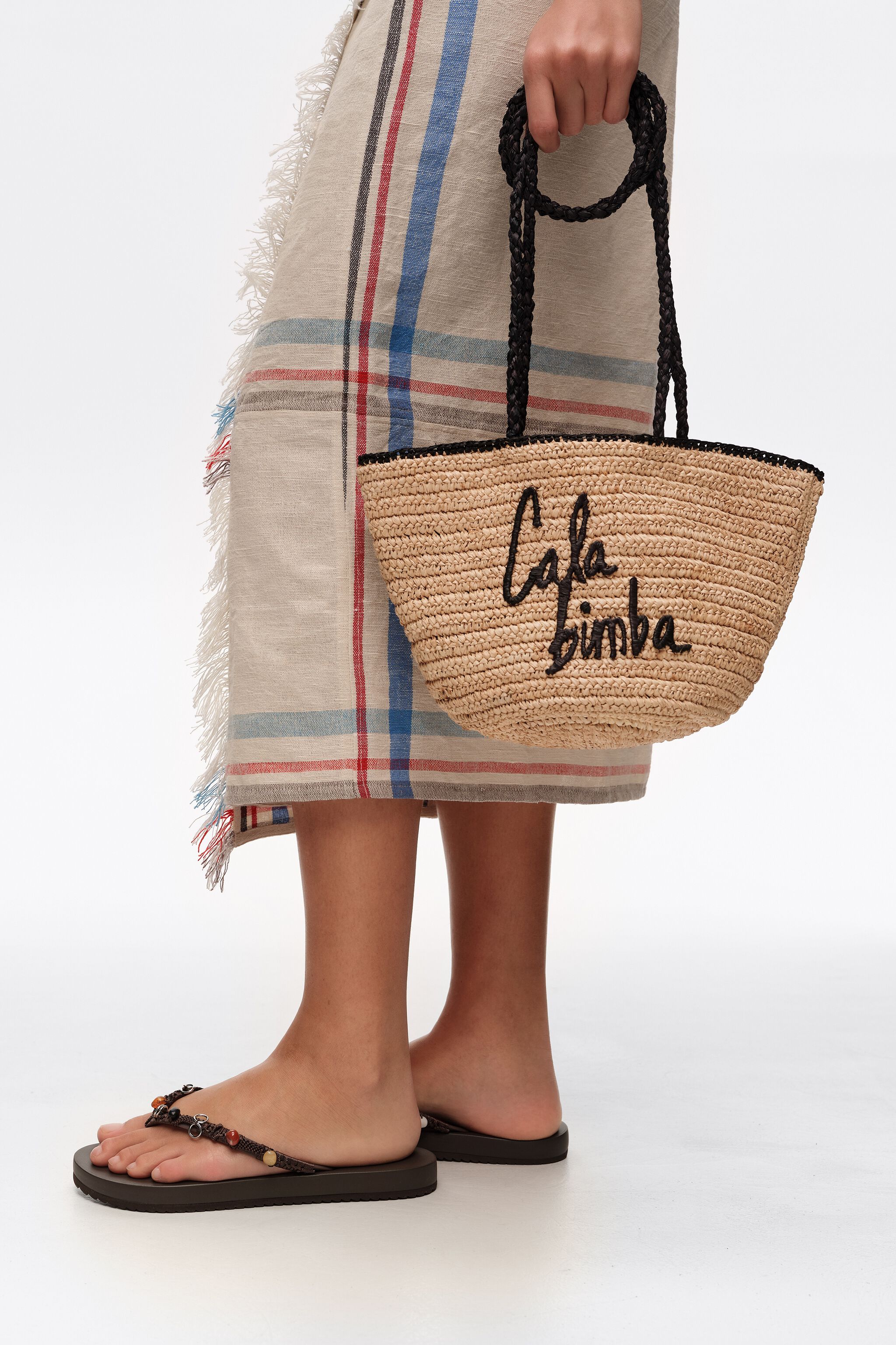 Liten naturlig raffia-handväska