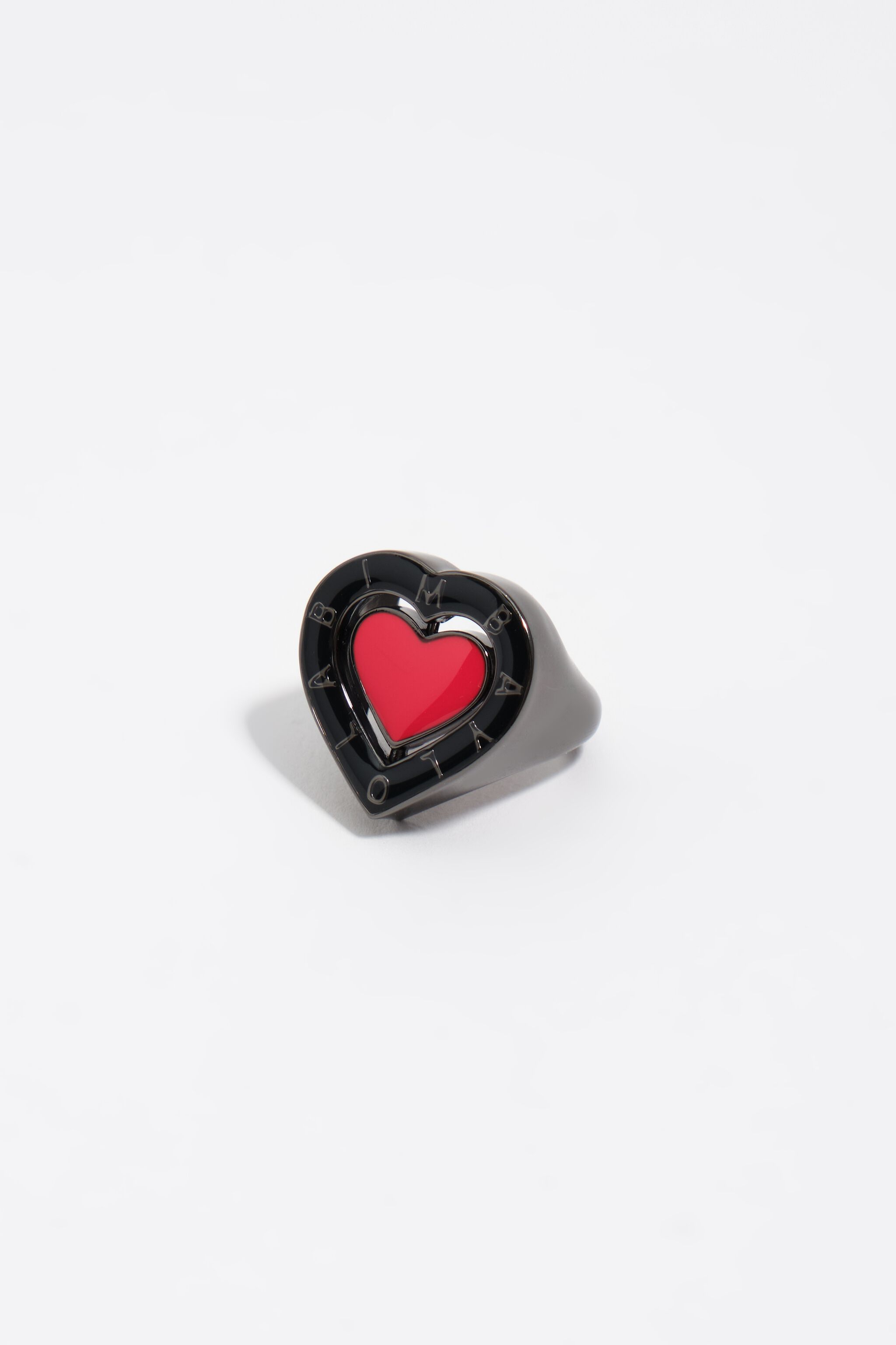 Svart svängbar hjärta logotyp ring