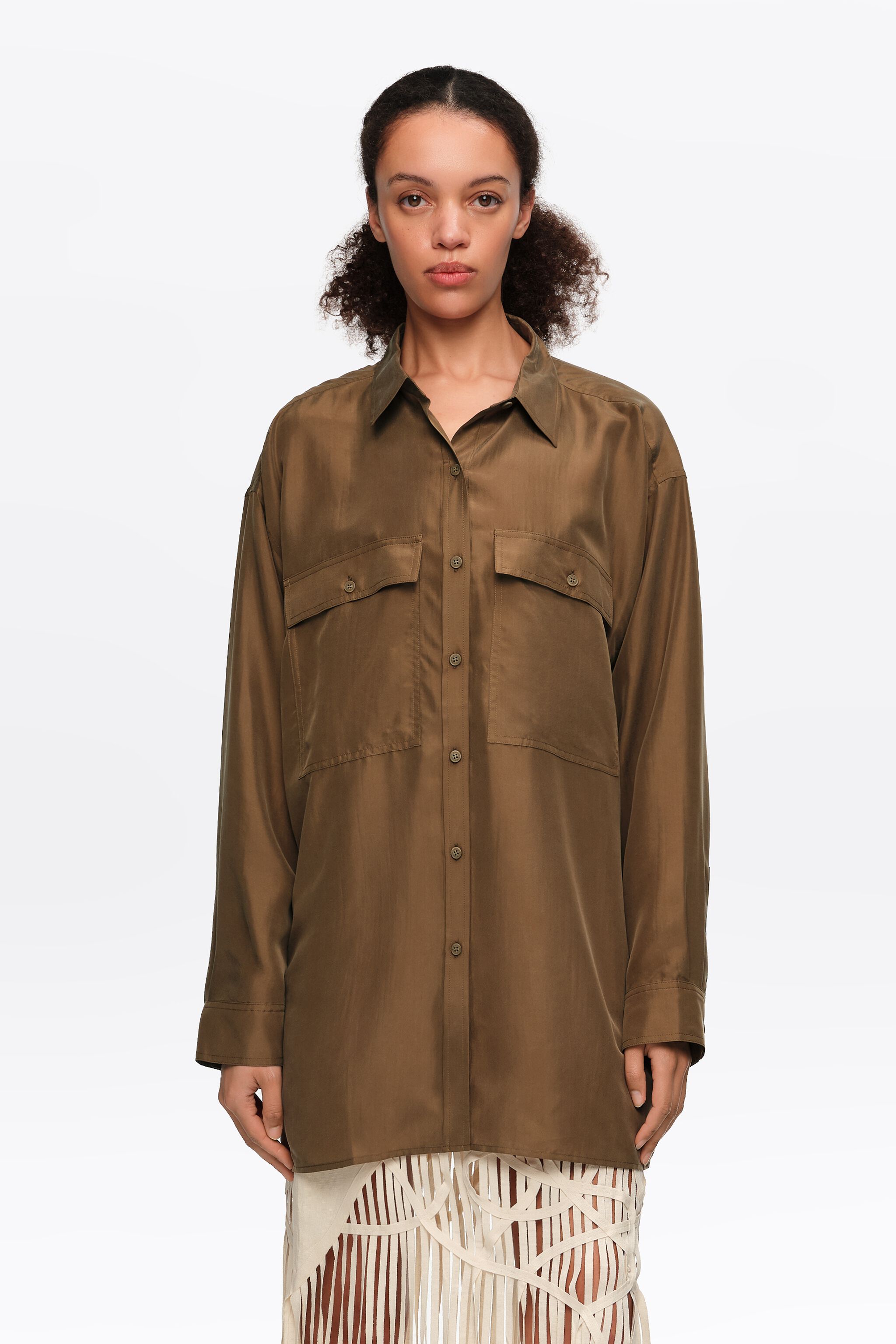 Oliv oversize-sjals av siden