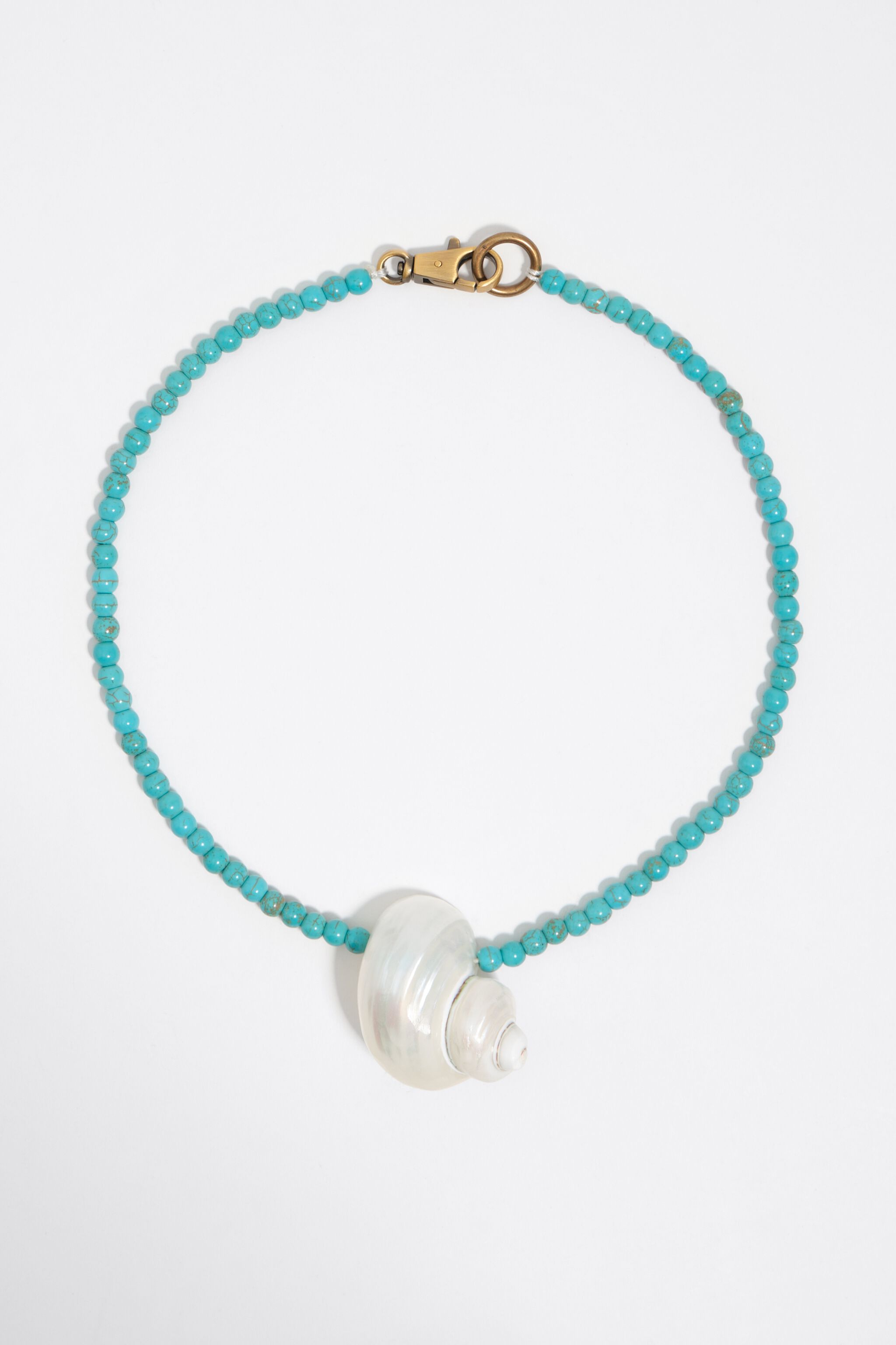 Halsband med naturlig skal och turkoststenar Halsband med naturlig skal och turkoststenar