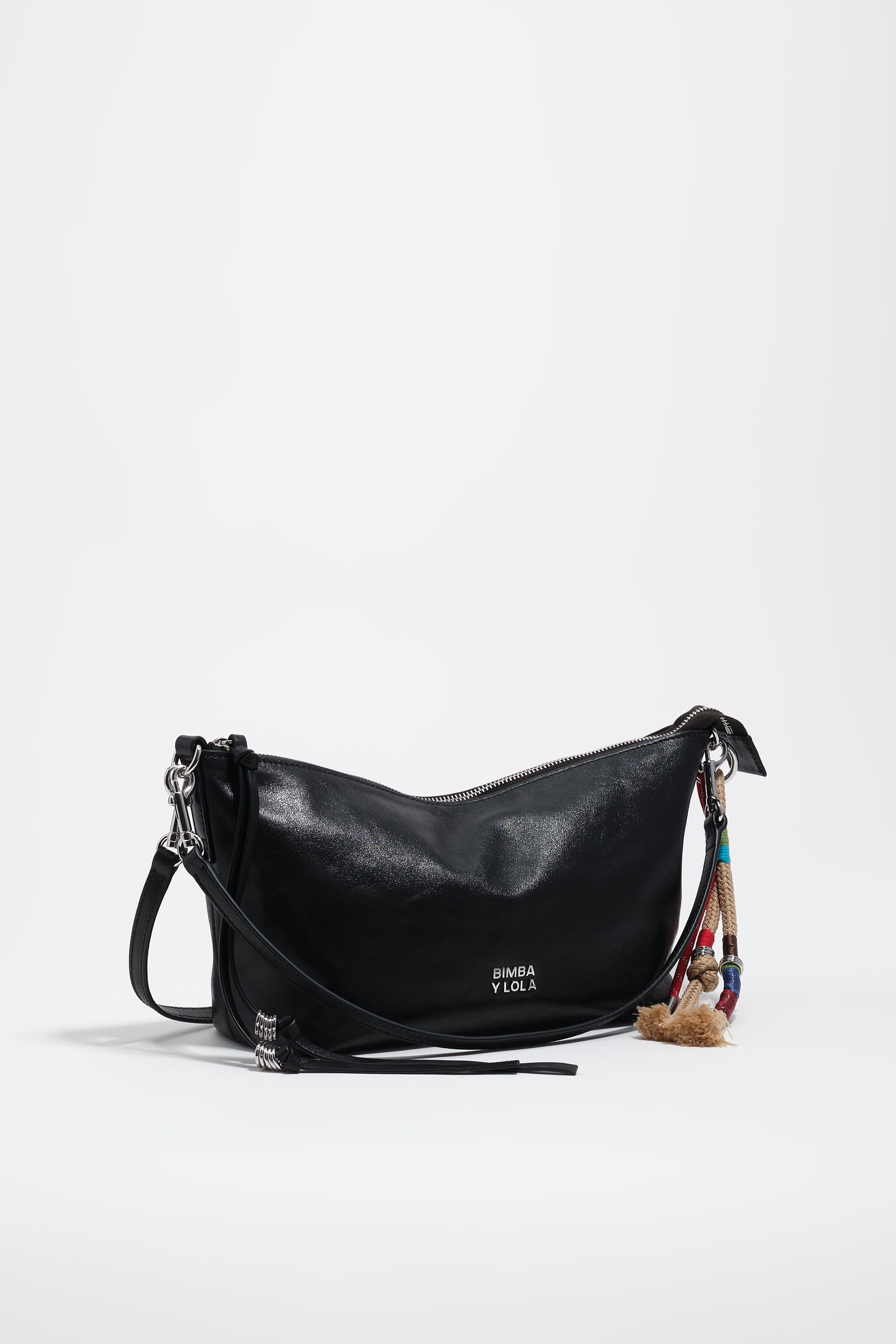 Medium svart läder Trapecio-bag