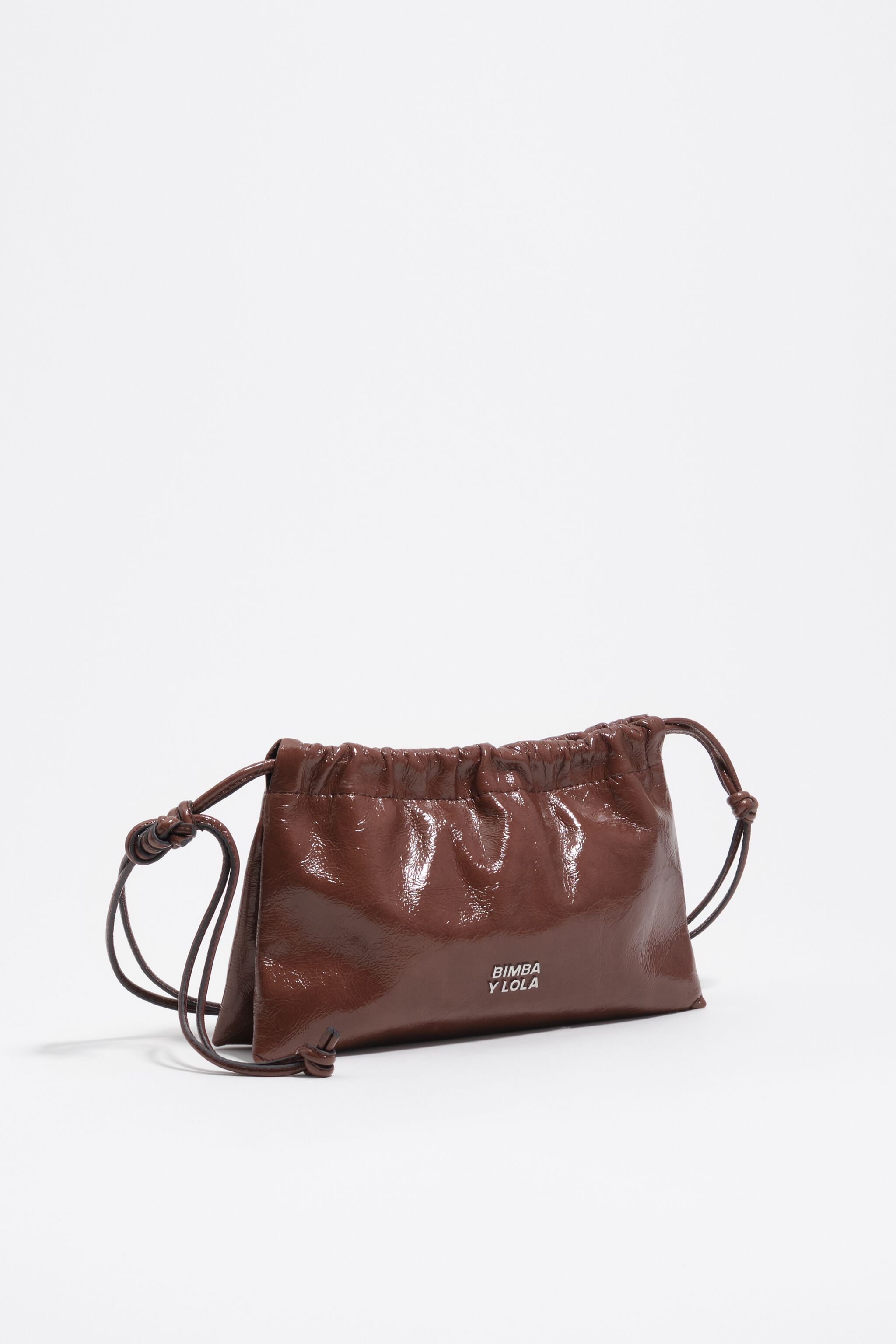 Mocha glansläder mini-väska