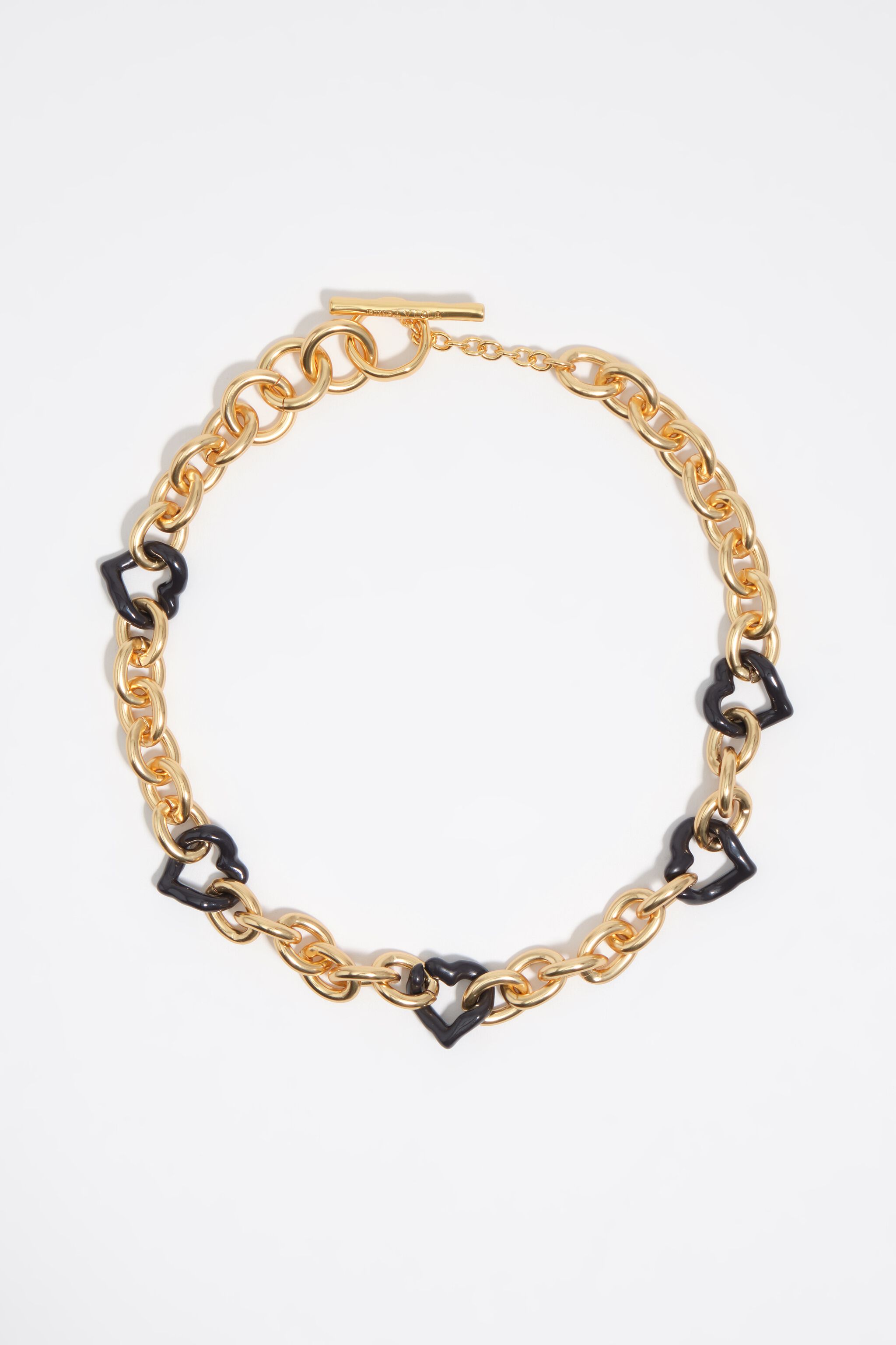 Hjärta halsband med gyllene textur och bruna emalj